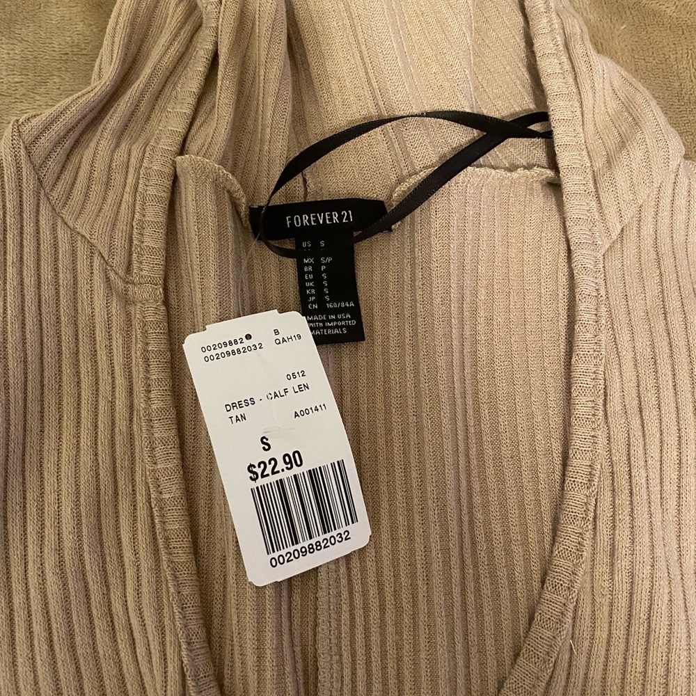 Tan Forever 21 Ribbed Dress with hood